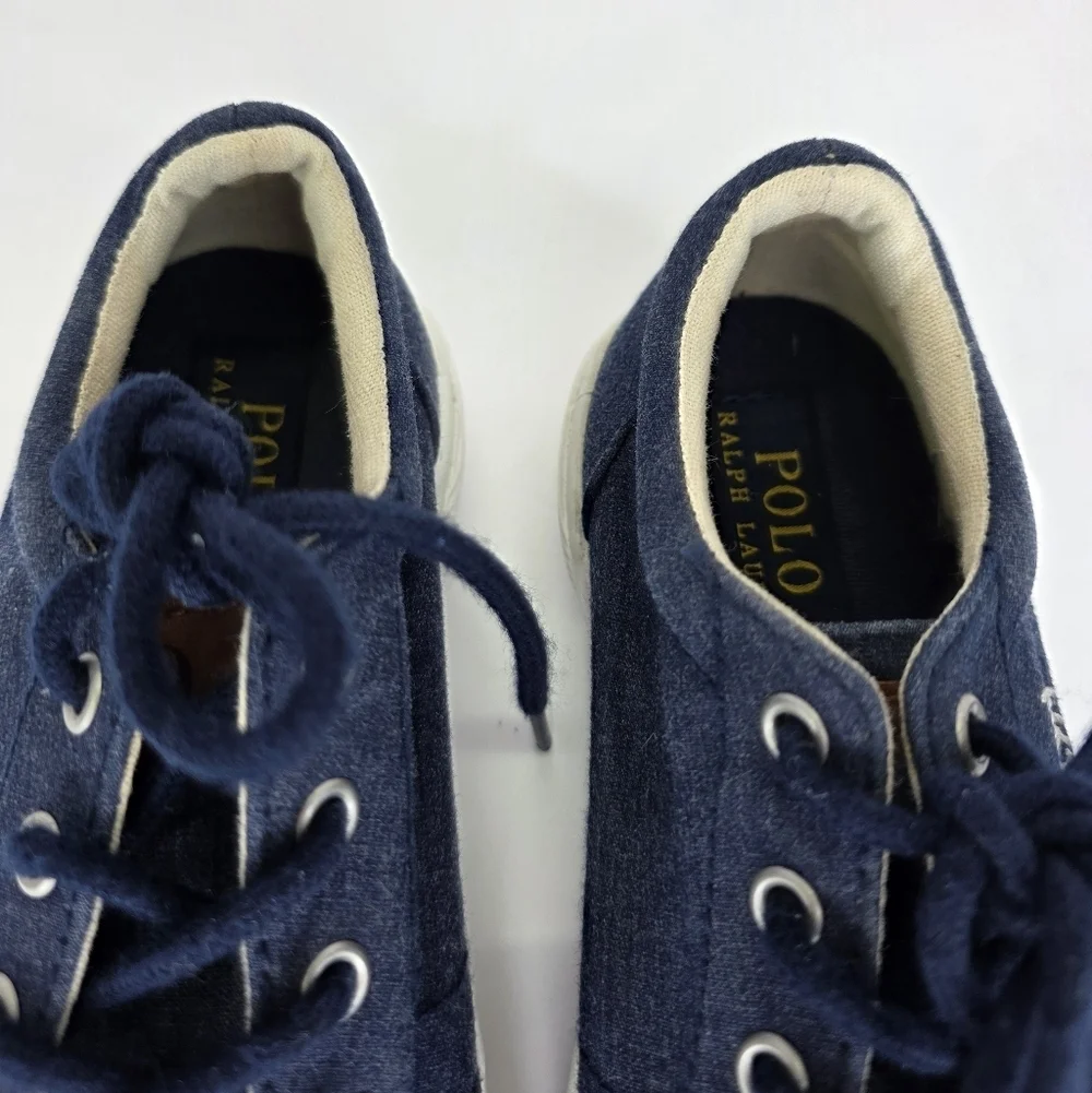 Polo Ralph Lauren Kids Faxon II Lace-Up Sneakers Pony Logo Cotton Canvas SZ 13.5